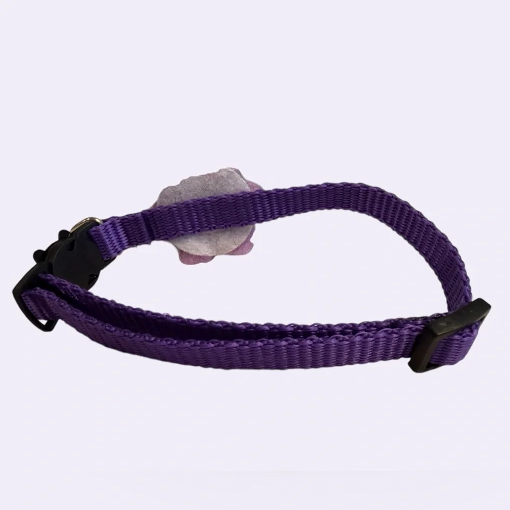 Purple Adjustable Cat Collar with Felt Flower Accent